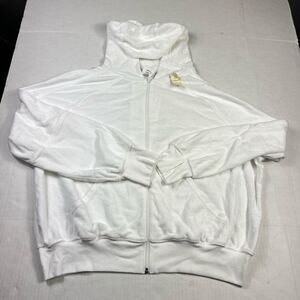 Aerie Offline Full Zip Terry Jacket White Hooded Soft Relaxed Fit Pockets S NEW